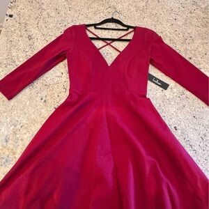 Lulu's Deep Red Long Sleeve Dress